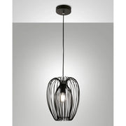 Lampada a Sospensione Nera Fabas Collezione CAMP con Altezza Regolabile e Design Moderno