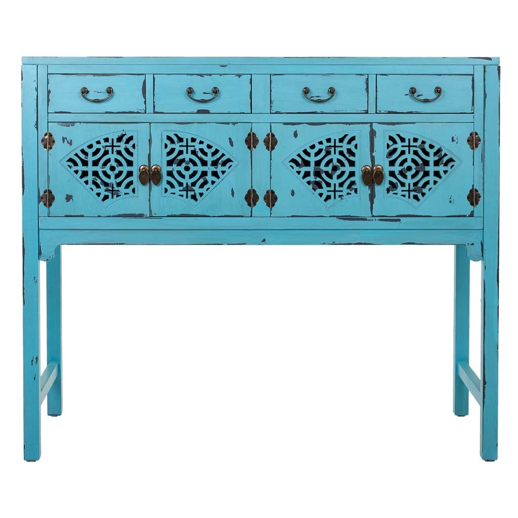 Mobile da ingresso in legno blu 120x40x102h