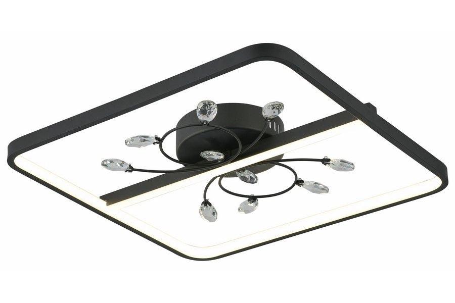 Plafoniera quadrata nera cristalli LED 24W Reality Dacota