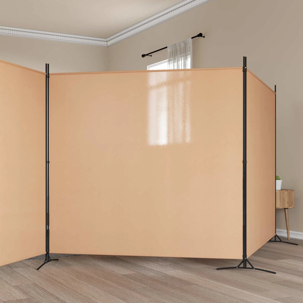 Divisorio Ambienti | Divider per stanze | Paravento a 4 Pannelli Beige 525 x 180 cm Tessuto