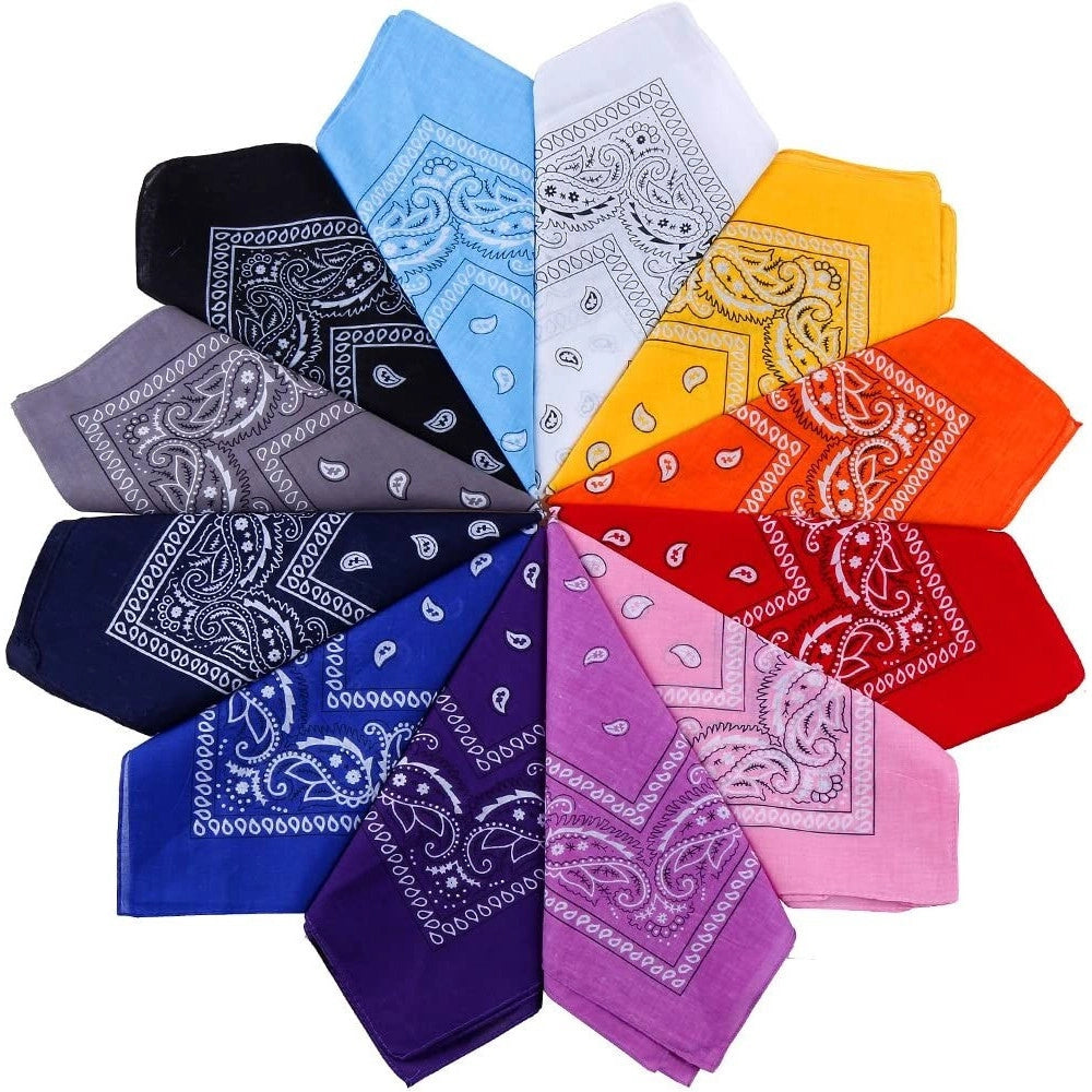 Trade Shop - Set Bandana Vari Colori Per Capelli Collo Sciarpa Fazzoletti Da Taschino Cotone -