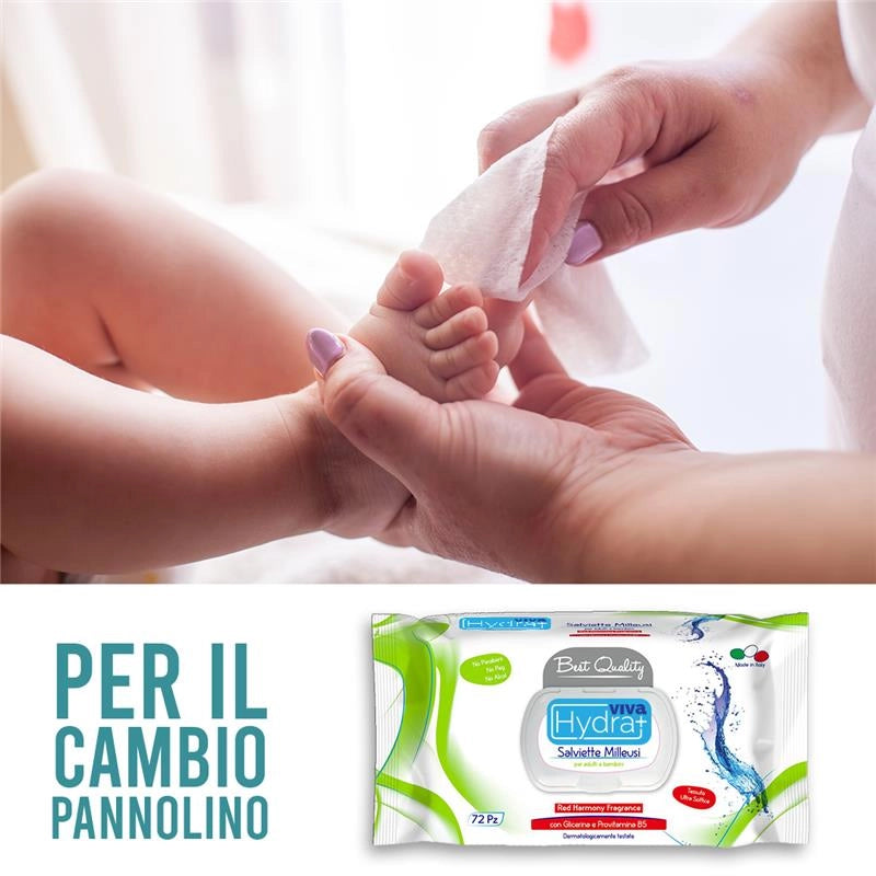 MAURY'S SET 12CF SALVIETTE DETERGENTI UMIDIFICATE MILLEUSI RED HARMONY 72PZ PER ADULTI E BAMBINI