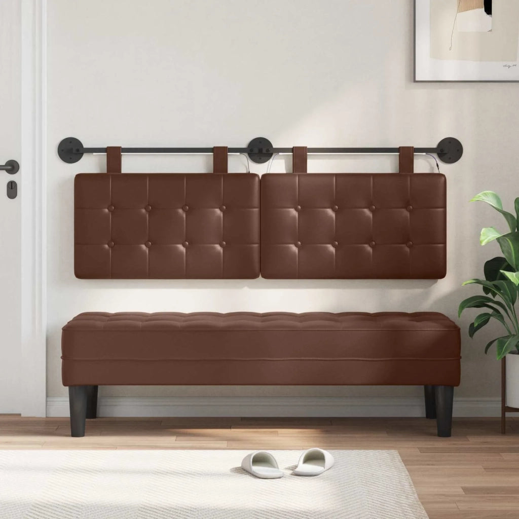 Testiera sospesa Con luce LED Marrone Similpelle 3424442