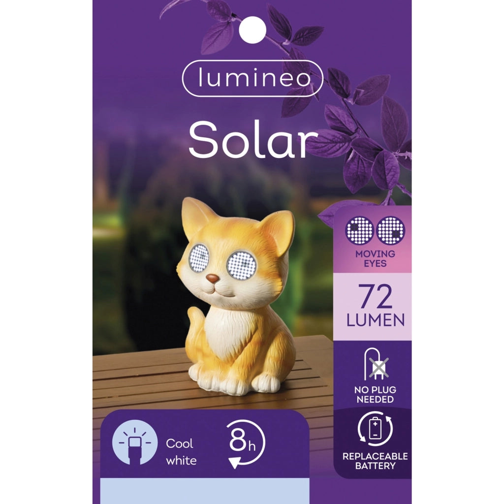 LAMPADA SOLARE GATTO H22,5CM BIANCO FREDDO