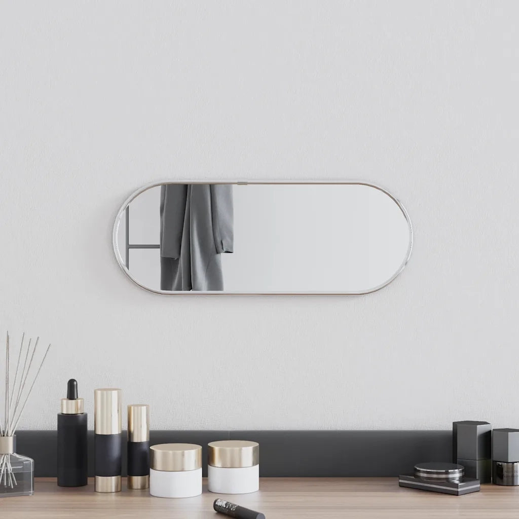 Specchio da Parete | Specchio decorativo Argento 40x15 cm Ovale