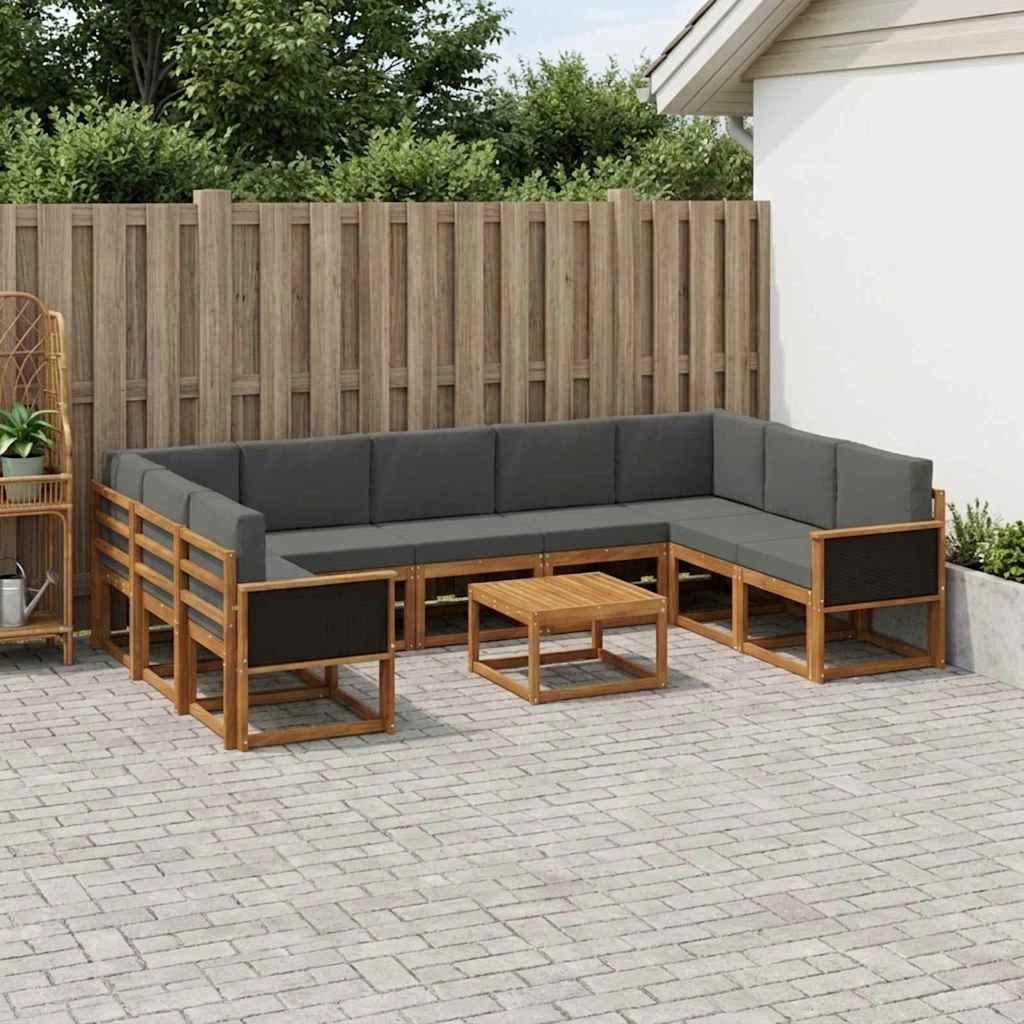 Set di divani da esterno 10 pz Naturale e Antracite 3385543