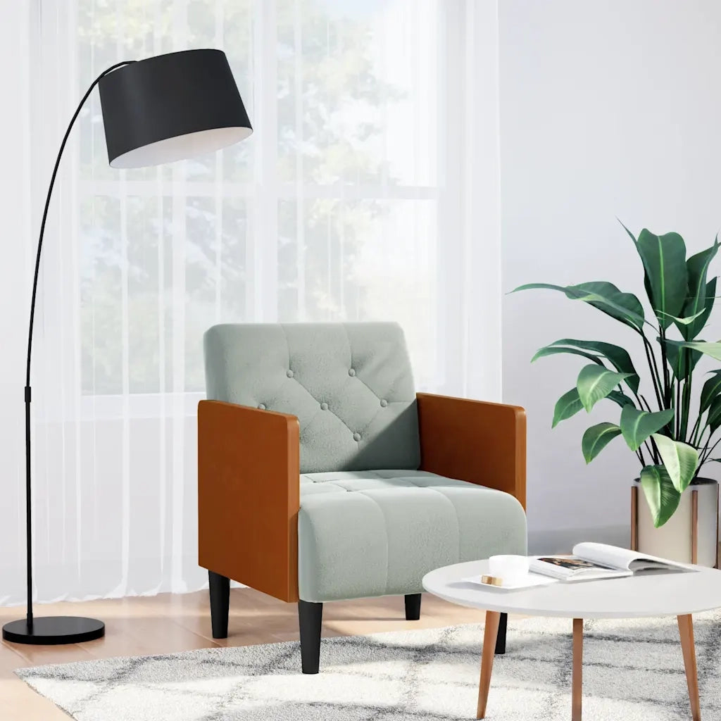 Divano Sedia con Braccioli Grigio Chiaro 55 cm in Velluto 4100595