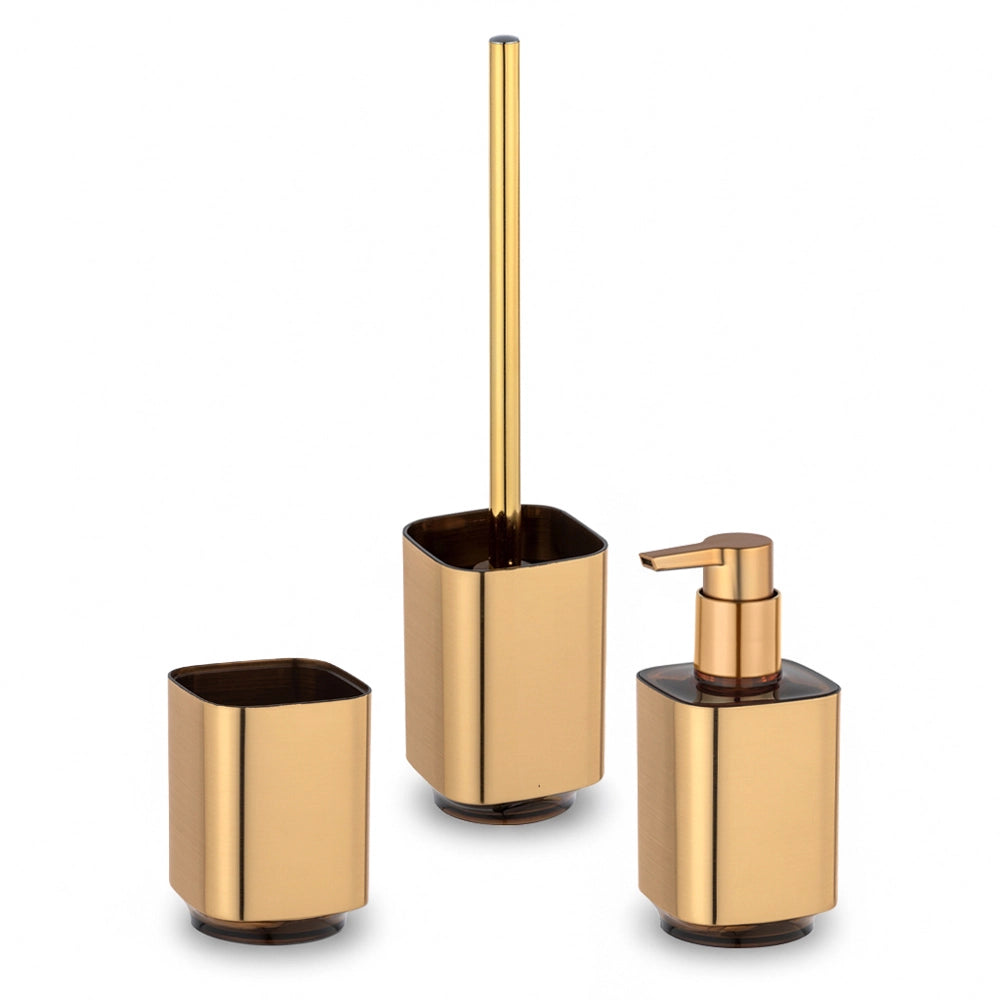 Set accessori bagno 3 pezzi color oro satinato e nero Lumina