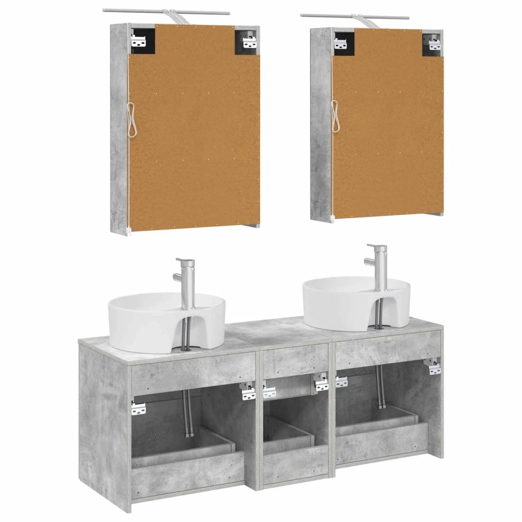 Set di mobili per il bagno 5 pz Grigio Cemento 3406914