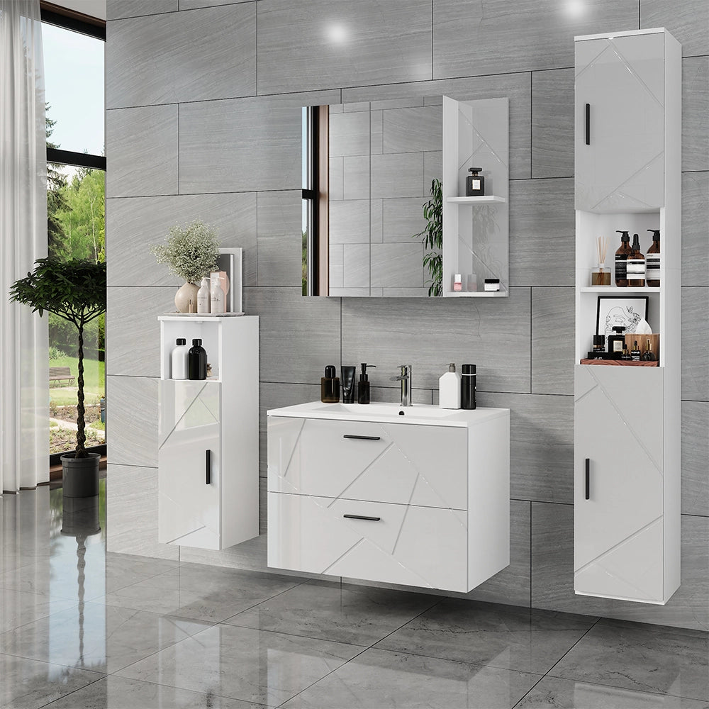 Vicco Set di mobili da bagno Bianco/bianco lucido 2 parti