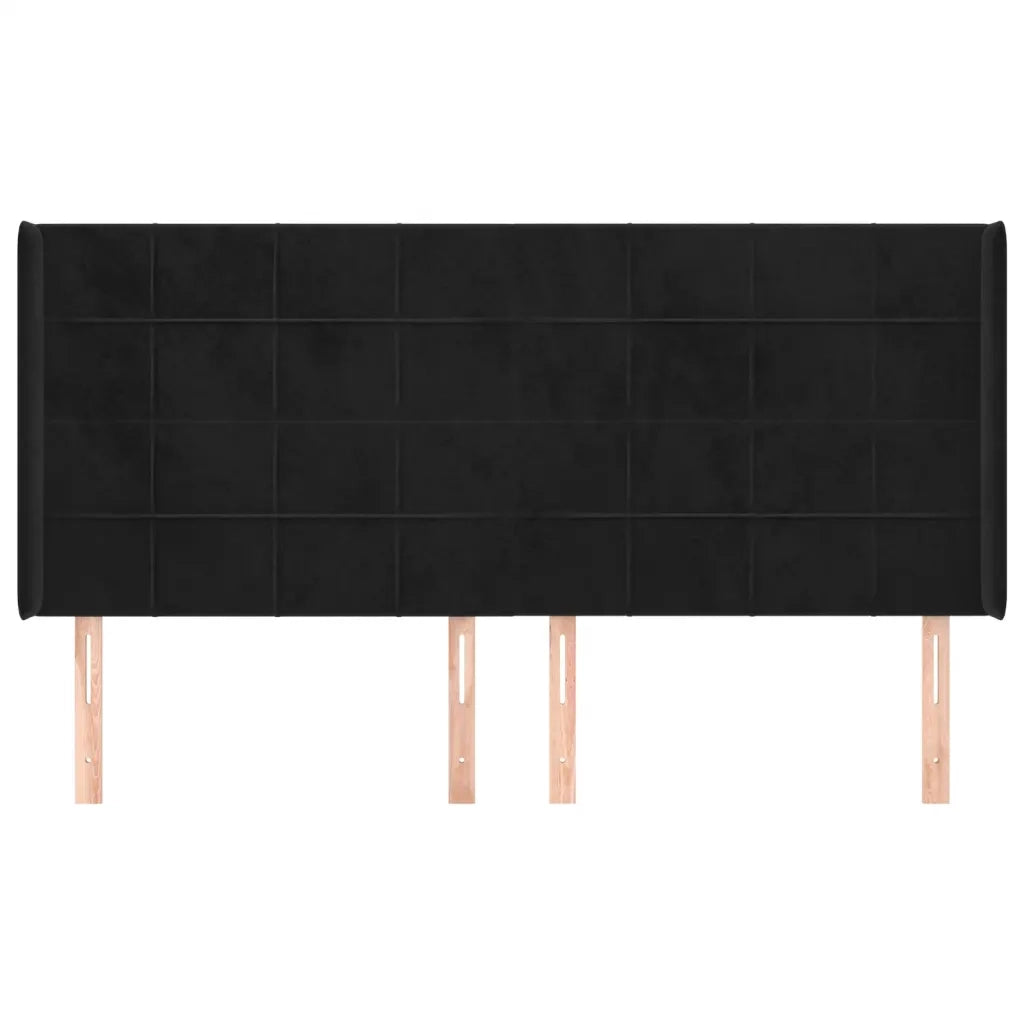 Testiera ad Orecchio-Testata con Orecchie Nera 203x16x118/128 cm in Velluto 199423