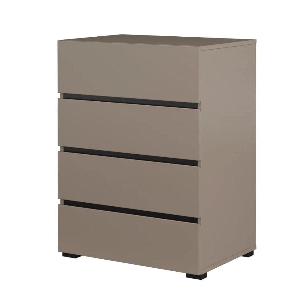 Piccolo buffet HAVANA – 4 cassetti – Beige e nero – Aspetto moderno e accogliente