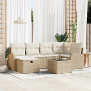 Set di divani con cuscino 7 pcs Beige e Crema polyrattan 3359090