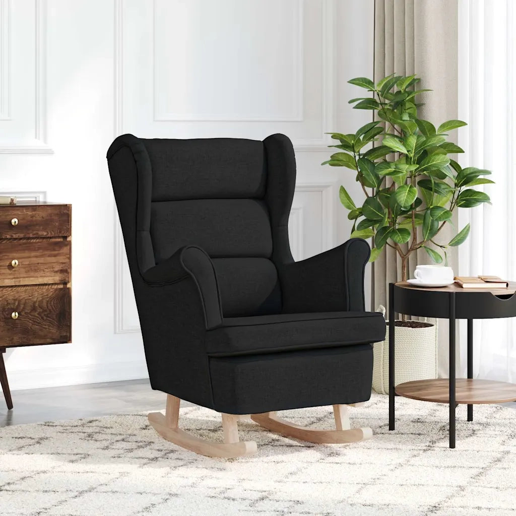 Poltrona | Sedia a Dondolo Nera 74x90x102 cm in Tessuto