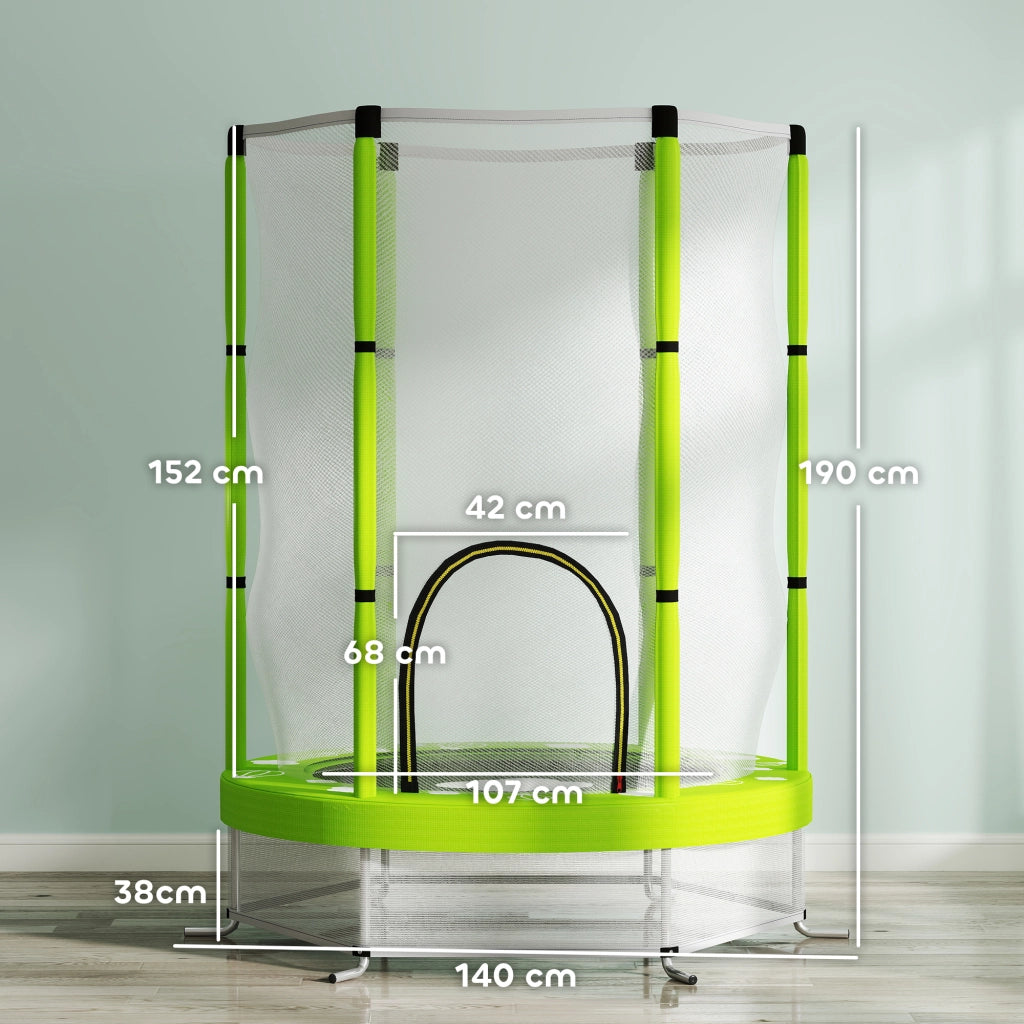 Trampolino per Bambini ¨C Minimal ¨C Verde ?140 cm con Rete di Sicurezza