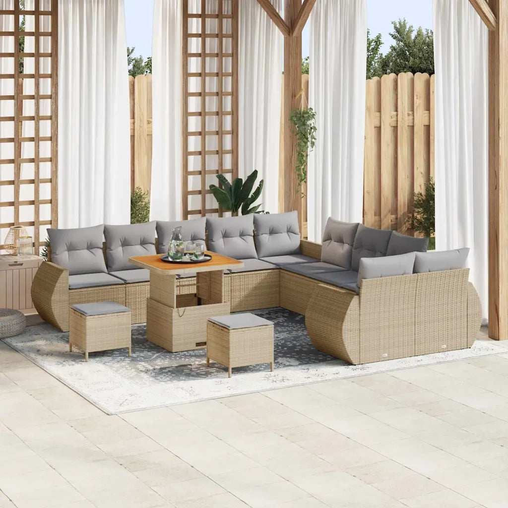 Set Divano da Giardino 13 pcs Beige polyrattan