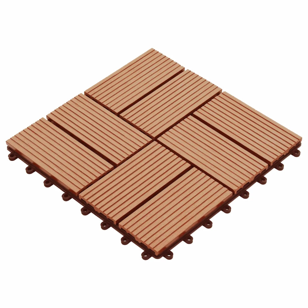 Piastrella per Decking 11 pcs Teak riciclato 30 x 30 cm WPC 42046677