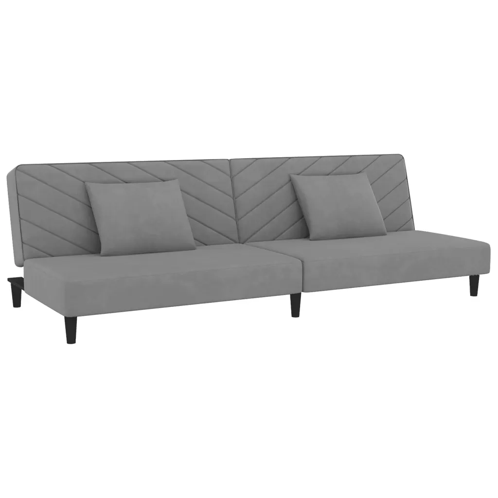 Divano Letto a 2 Posti con 2 Cuscini-Sofa Letto 2 Posti-Daybed Grigio Chiaro in Velluto 186986