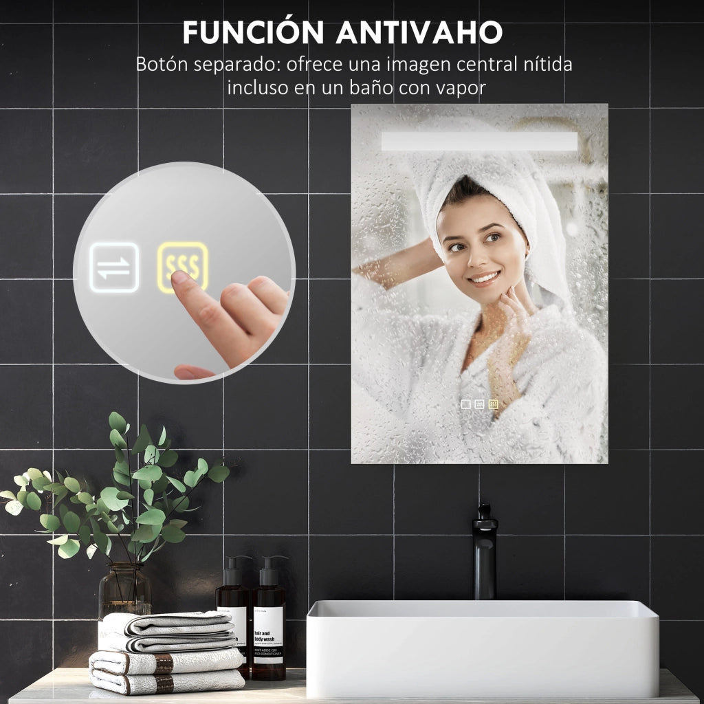 Specchio da Bagno con Luce LED ¨C Minimal ¨C Bianco 70x50 cm