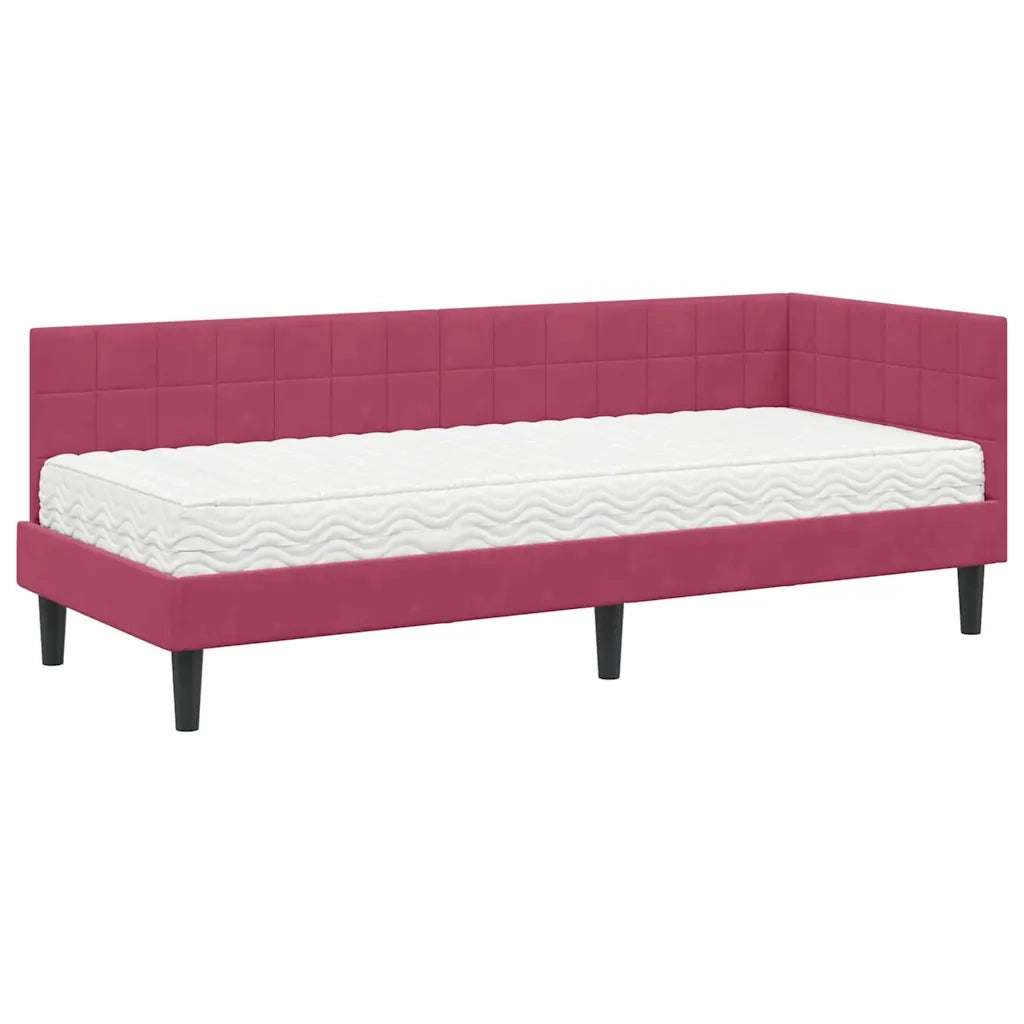 Struttura Letto Angolare con Materasso 2 pcs Verde Velluto