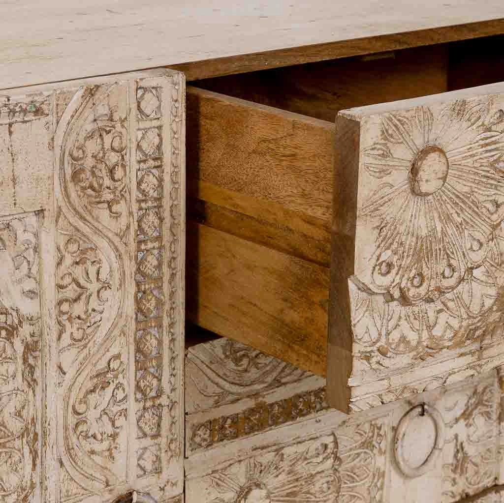 Credenza in legno bianco 165x45x76h cm