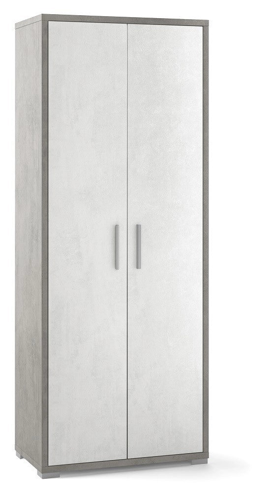 ARMADIO 2 ANTE H182 L71 P41 cm STRUTTURA CEMENTO FRONTALE BIANCO SARMOG Db354k