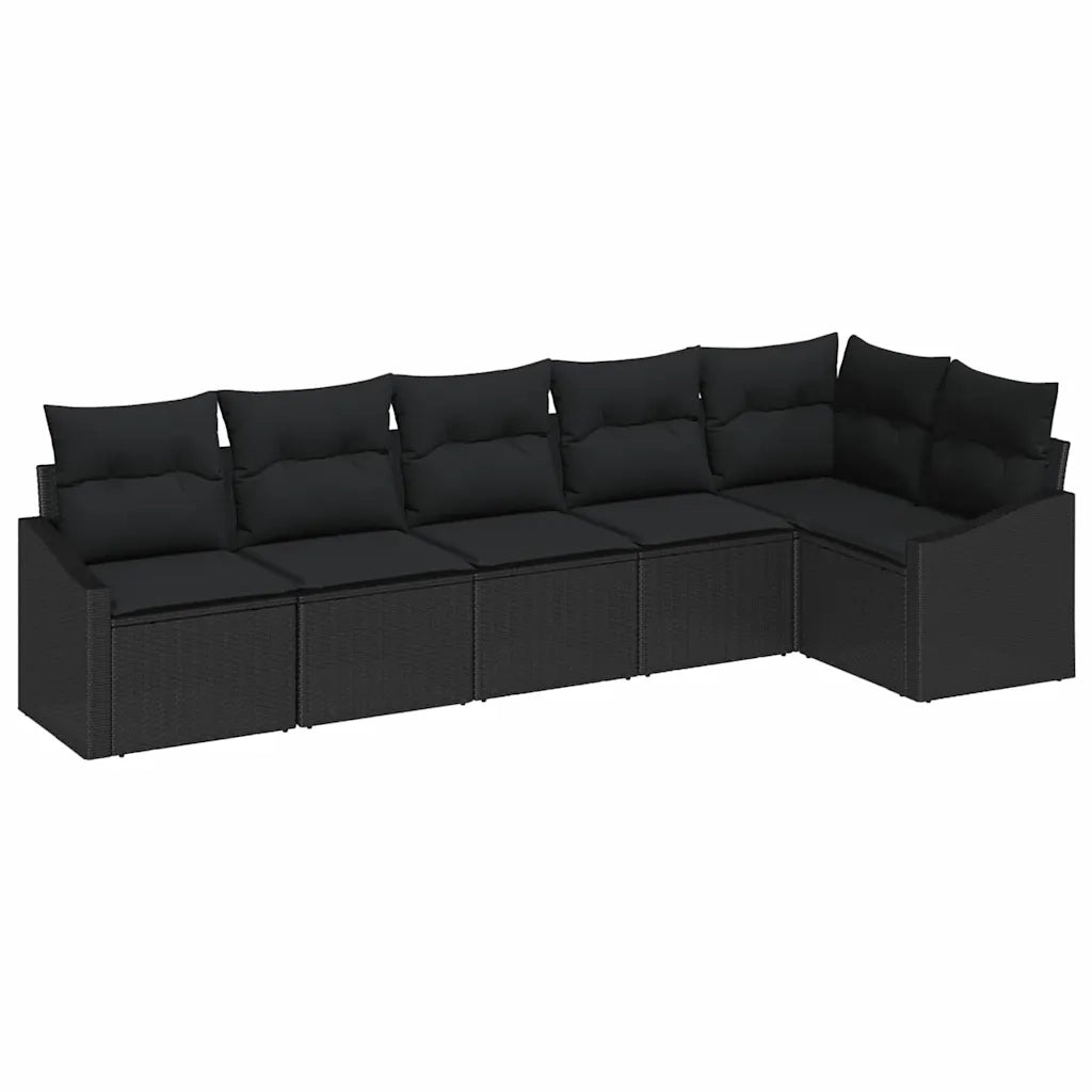 Set di divani con cuscino 6 pcs Nero polyrattan