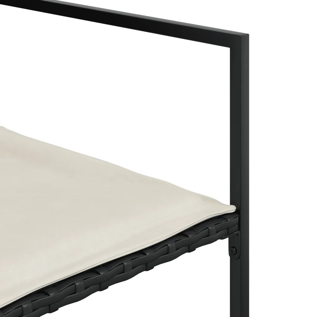 Set da Pranzo da Giardino 9 pz con Cuscini Nero in Polyrattan 3295068