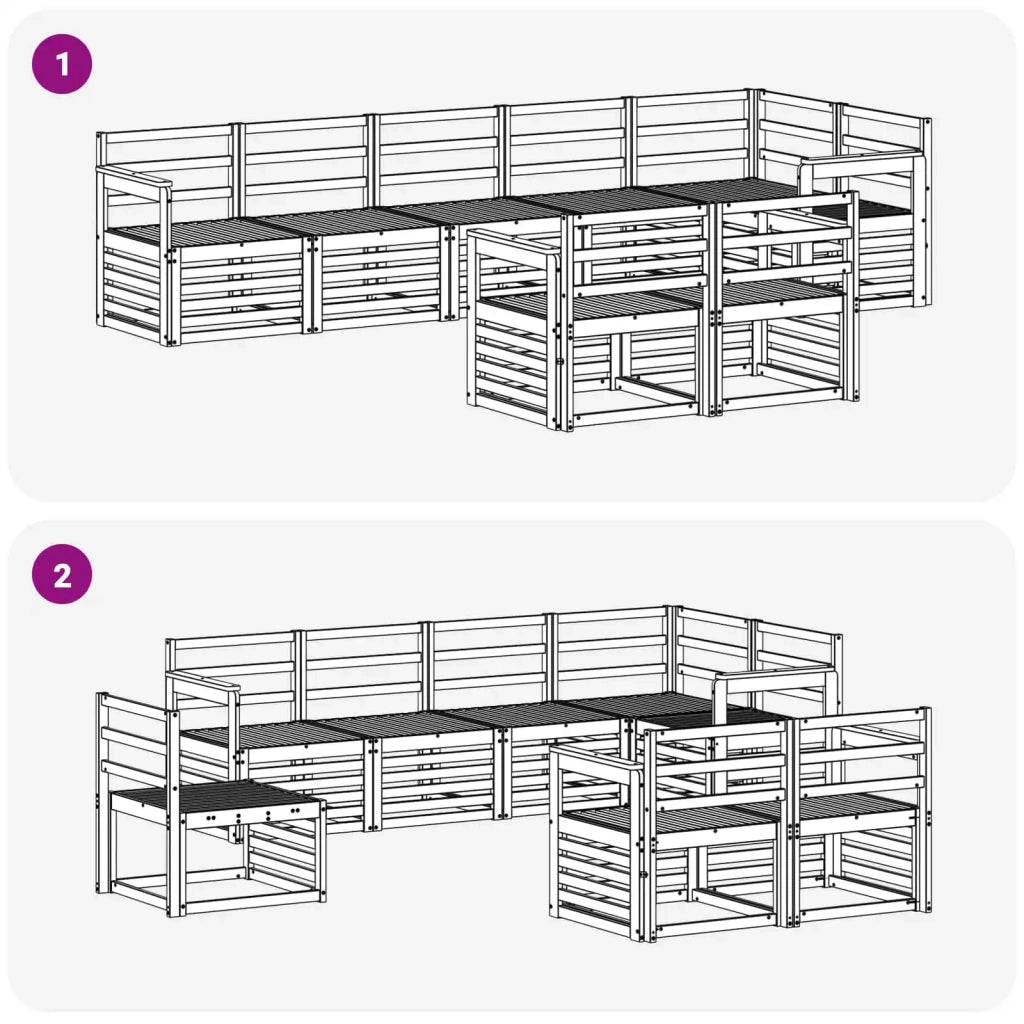 Set di divani da esterno 8 pcs Bianco 306 x 128,5 x 73 cm 3392019