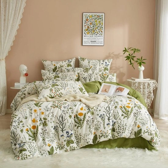 Set di coperte da letto - 100% Cotone - Set da 4 - Disegno di fiori