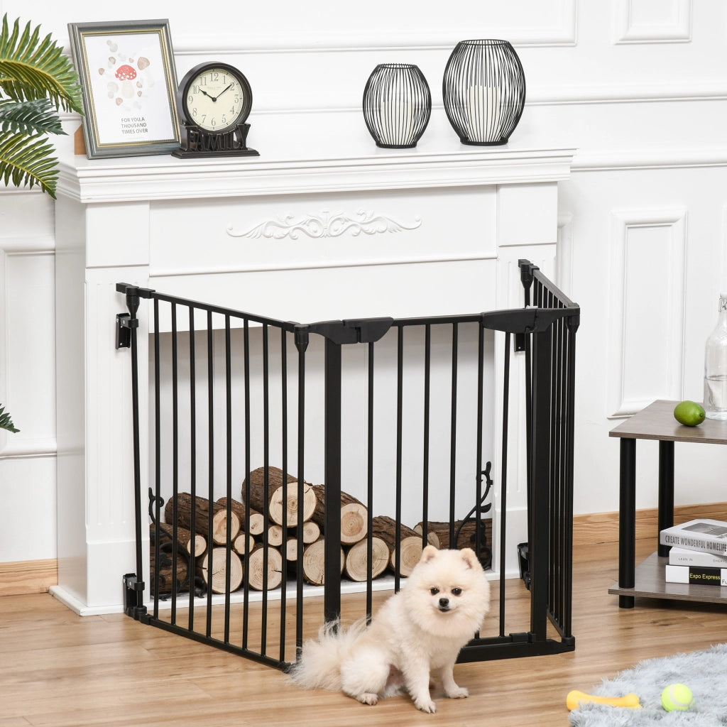 Barriera per Cani Pieghevole 3 Pannelli ¨C Minimal ¨C Nero 180x74,5 cm
