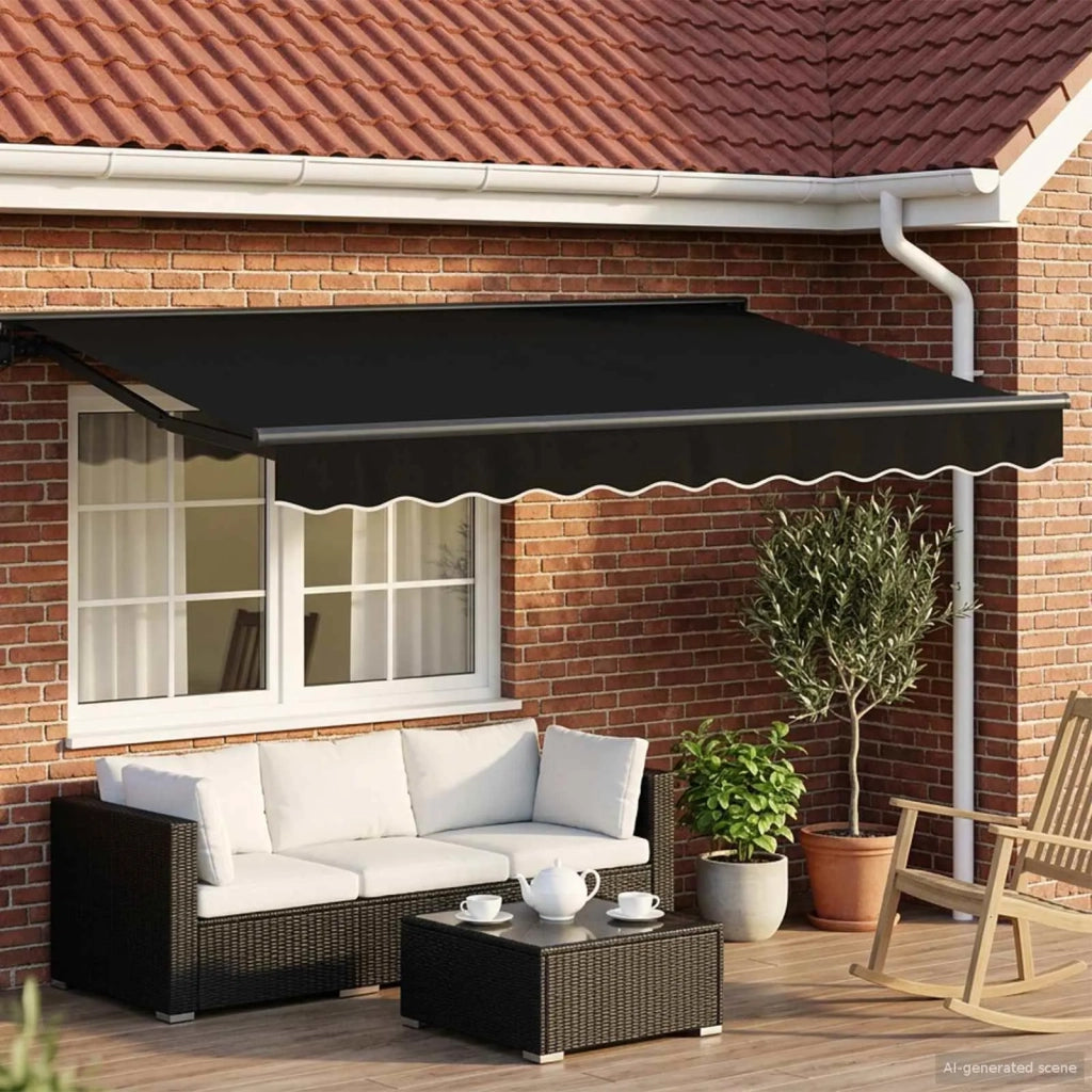 Cornice per Tenda Manuale con LED Nero e antracite 3 x 2,5 m 3420812