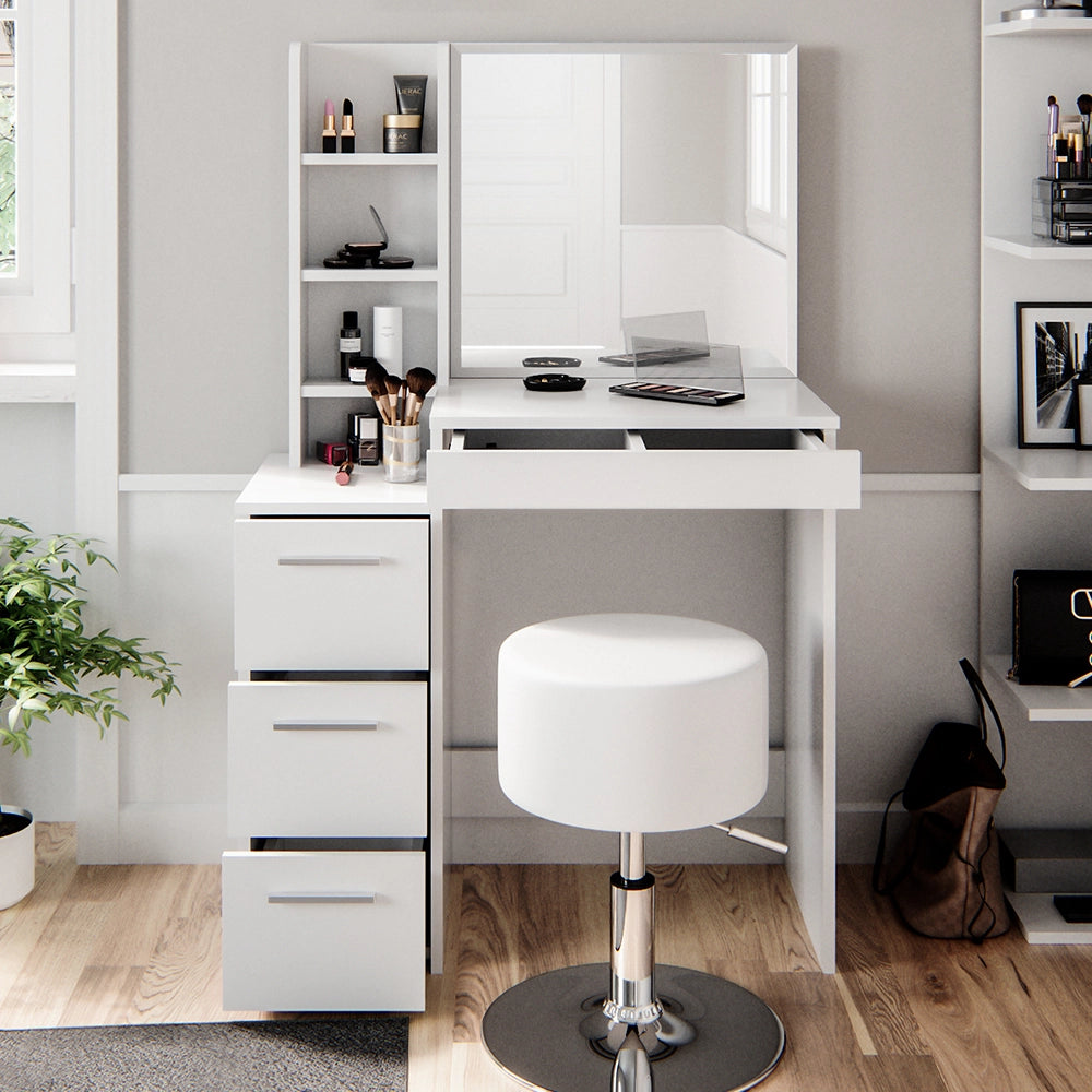 Vicco Tavolo da toeletta Bianco 80 cm con sgabello