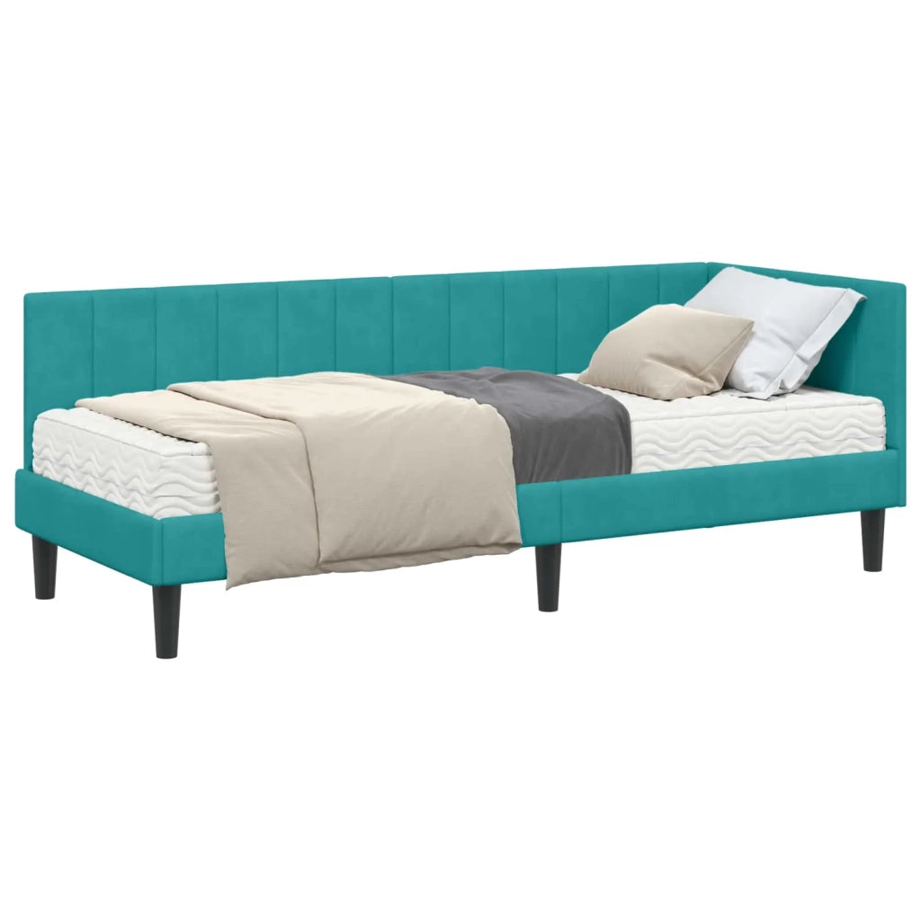 Struttura Letto Angolare con Materasso 2 pcs Turchese Velluto 3393886