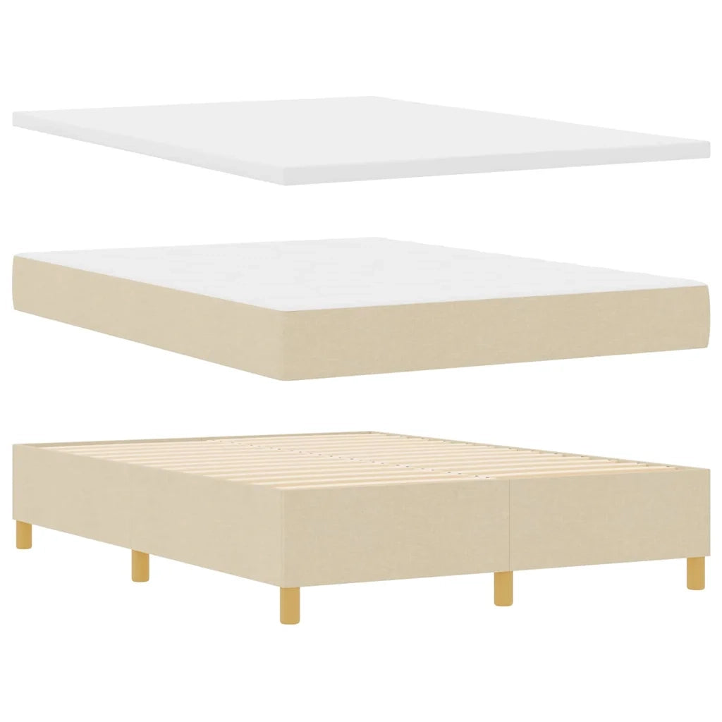 Letto a molle con materasso Crema 140 x 190 cm Tessuto