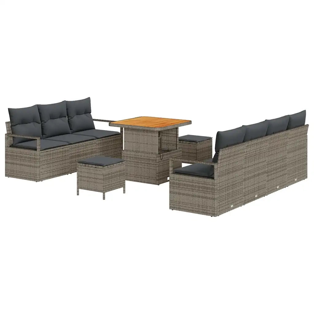 Set Divano da Giardino con cuscino 10 pcs Grigio polyrattan 3362488