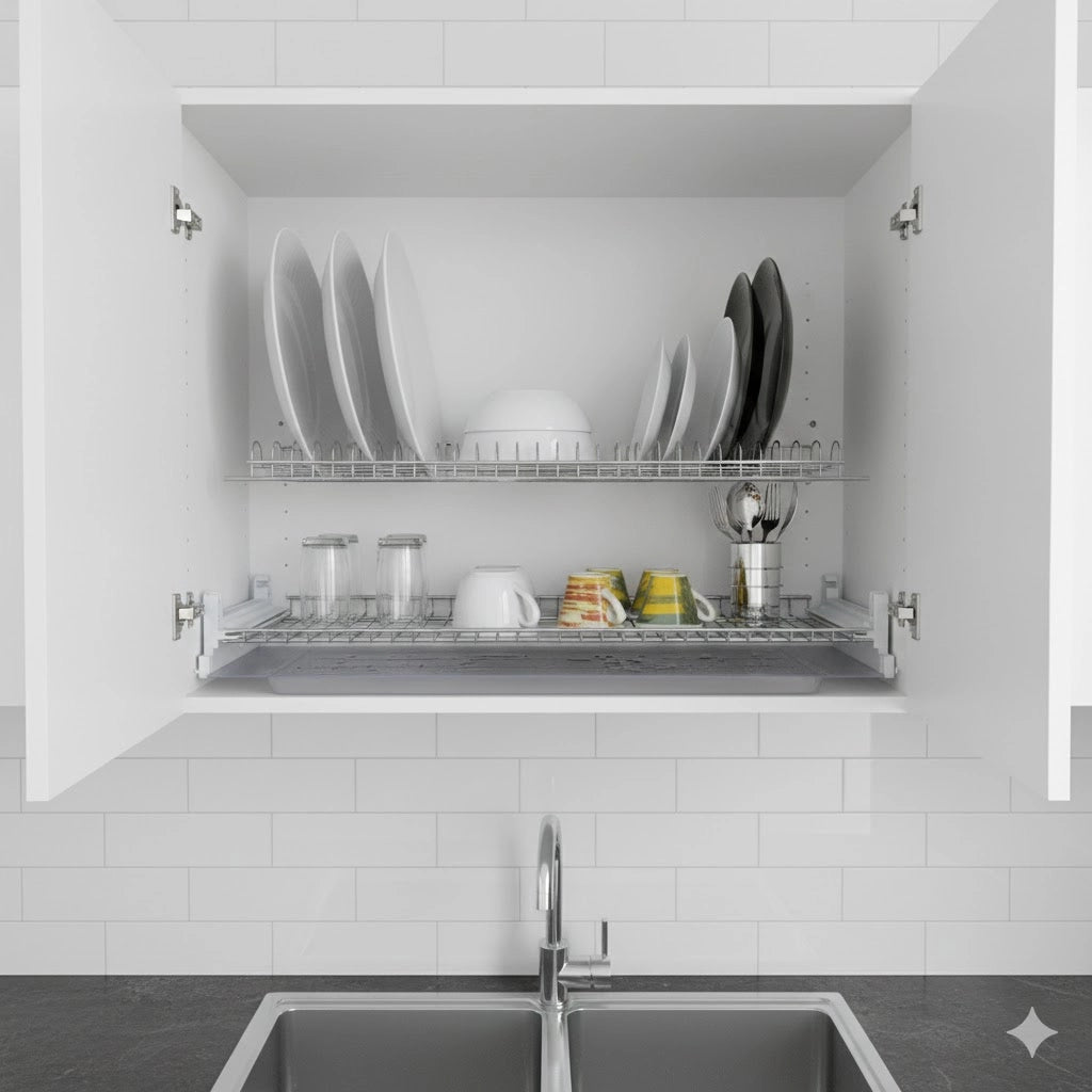 Scolapiatti Pensile Cucina Kit Completo Acciaio Cromato 86 cm