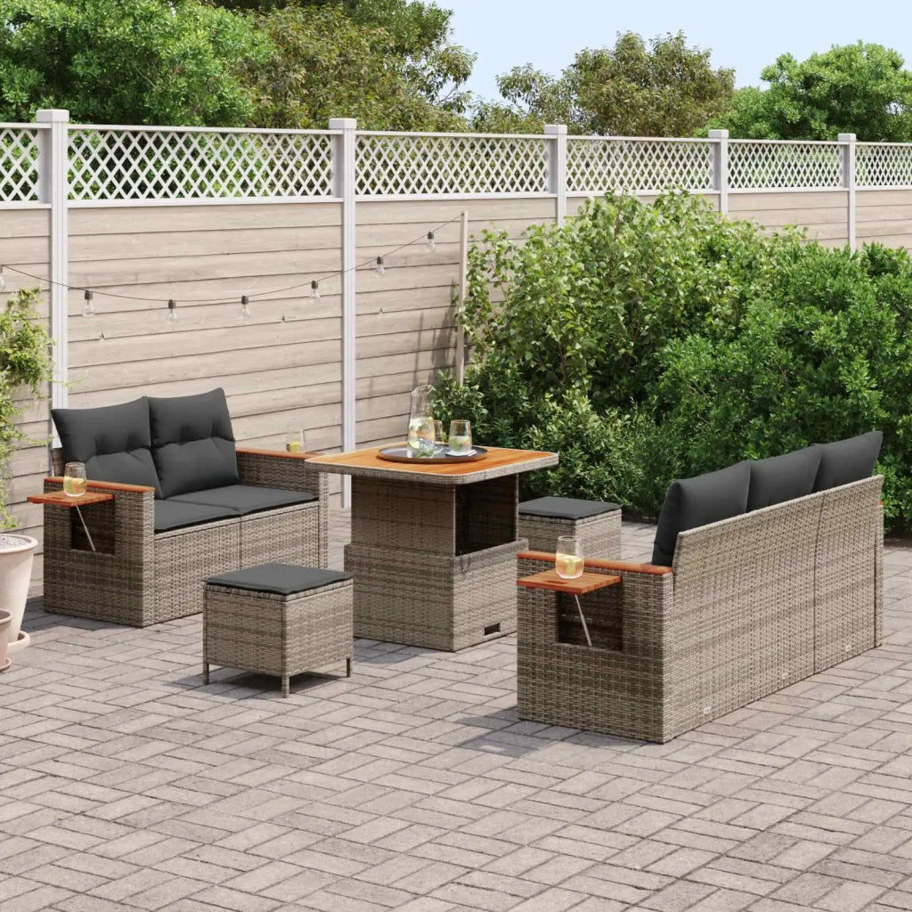 Set Divano da Giardino 8 pcs Grigio polyrattan 3362988