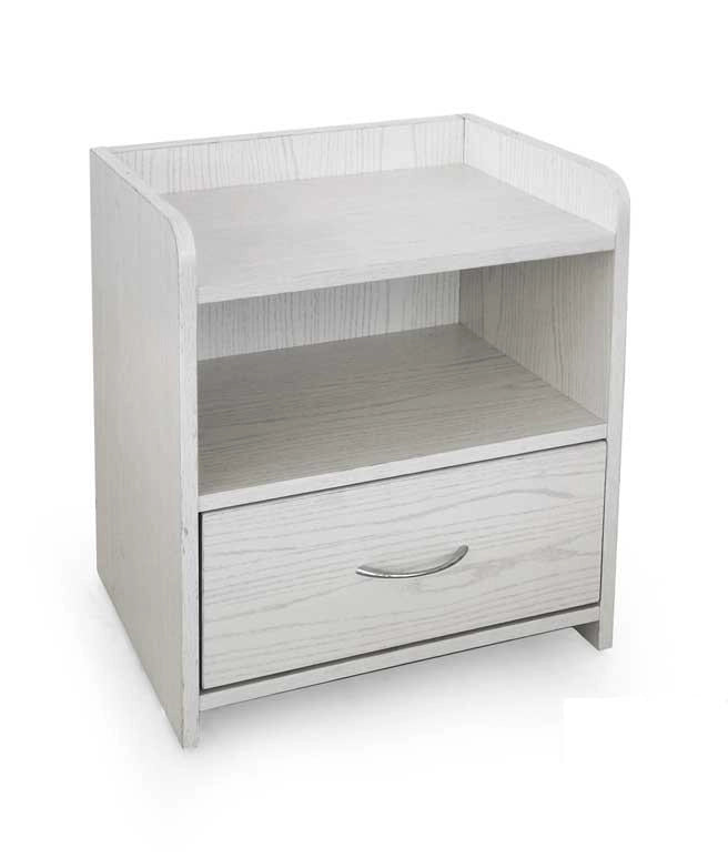 COMODINO DA ARREDO CON CASSETTO E VANO APERTO 43X30X48CM COLORE BIANCO