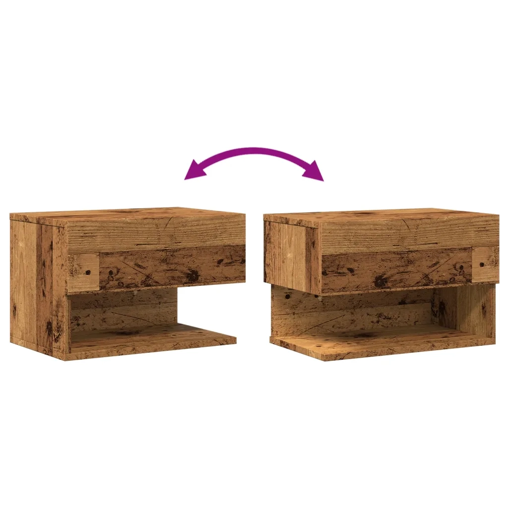 Comodini da Parete 2pz Legno Antico 856821