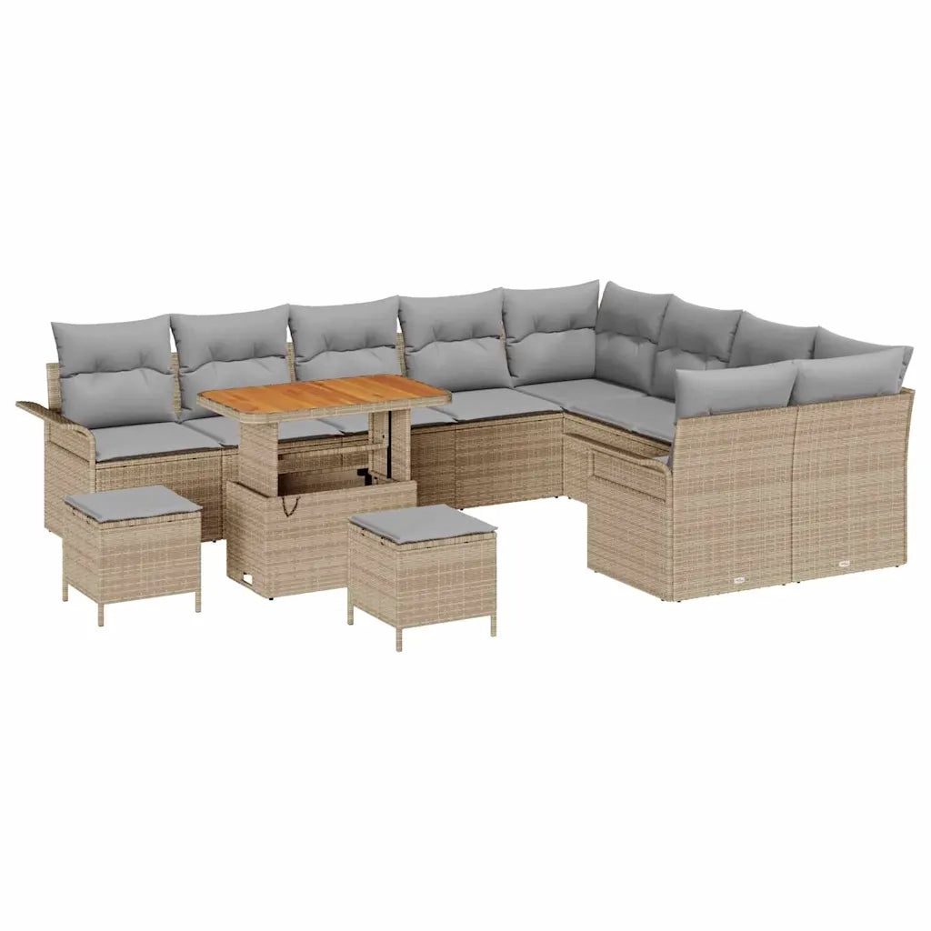 Set Divano da Giardino con cuscino 12 pcs Beige e Grigio Chiaro 3364127