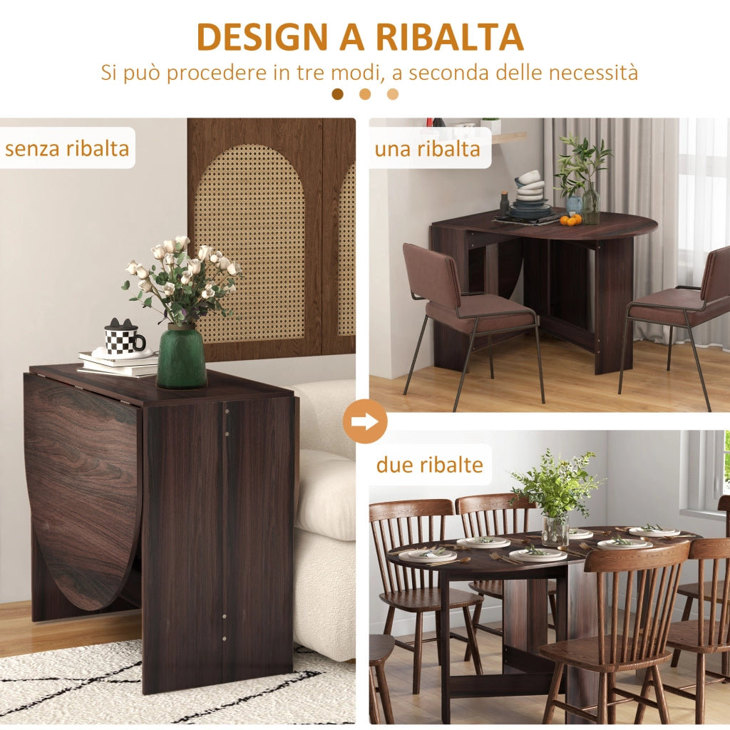 Tavolo Pieghevole con Ribalte Ovale ¨C Minimal ¨C Legno, Marrone