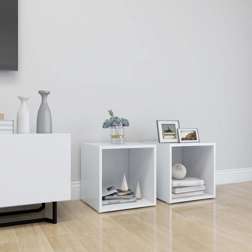 Mobili Porta TV 2 pz | Armadietto TV | Mobile Porta TV Bianco 37x35x37 cm in Legno Multistrato