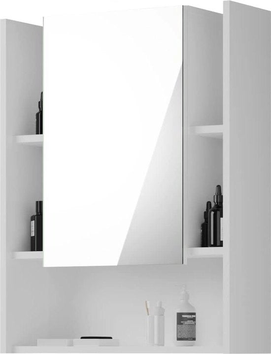 Specchio per Bagno in Legno Bianco - 60 x 77 x 17 cm
