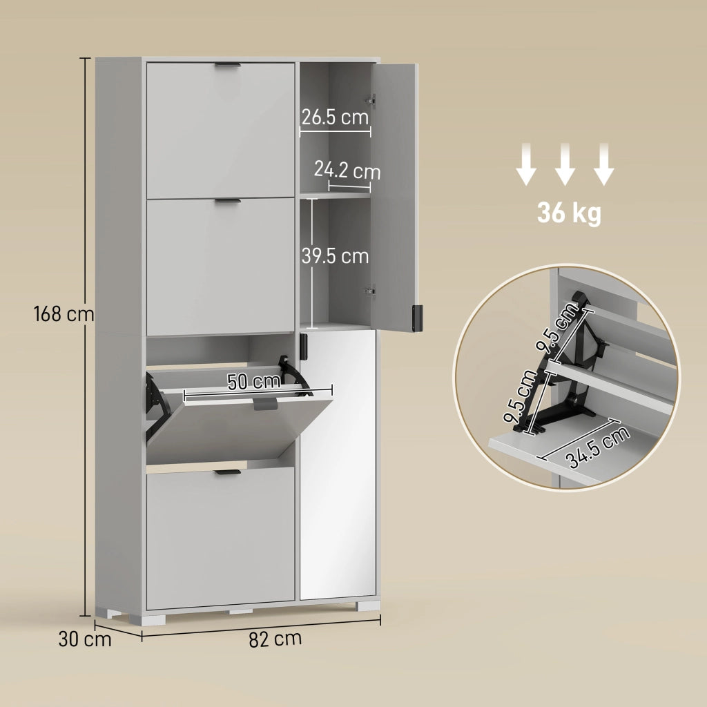 Scarpiera con Specchio e Cassetti Ribalta ¨C Minimal ¨C Grigio