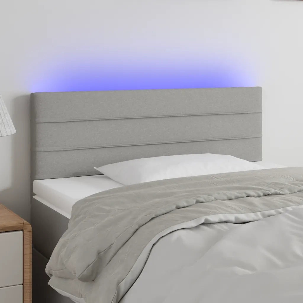 Testiera-Testata Decorativa Grigio Chiaro a LED 80x5x78/88 cm in Tessuto 437545