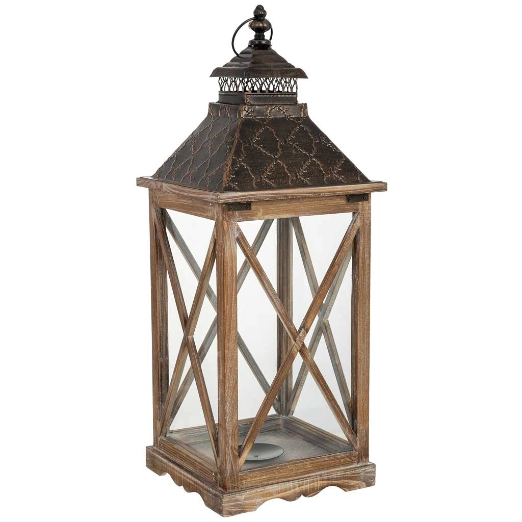 Lanterna in legno 24x24x63h cm