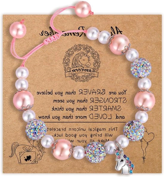 Bracciale per bambini e ragazze con perle regolabili - Multicolore