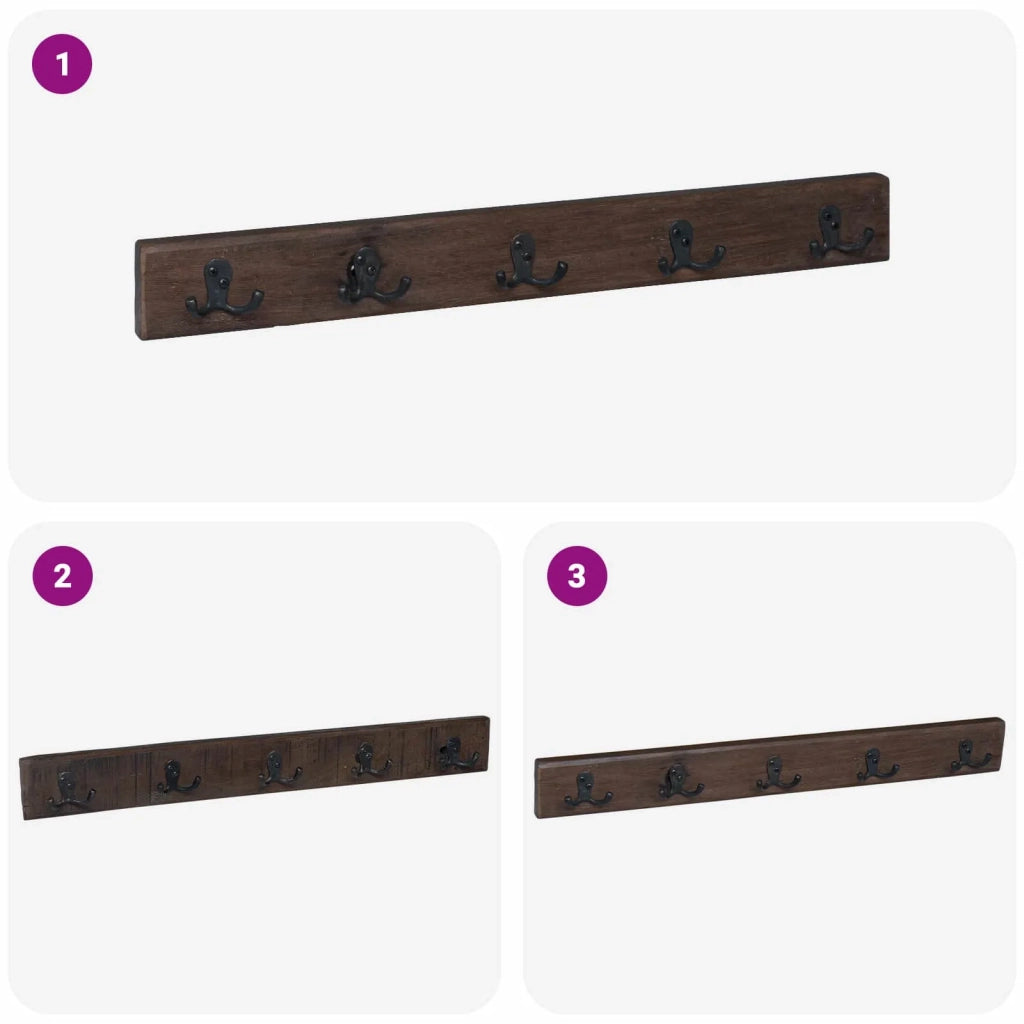 Gruccia Marrone 60 x 7 x 8 cm Legno Recuperato Massello CFW7412483