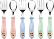 Set di Cucchiai e Forchette per Bambini, 6 pezzi Forchetta e Cucchiaio in Acciaio Inossidabile per Bambini, Set di Cucchiaini e Forchette per Bambini, Set di Cucchiaini e Forchette per l'Allattamento, Cucchiaini e Forchette per Bambini